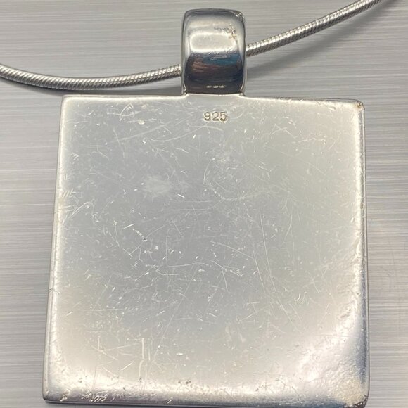 925 Sterling Silver 18" Snake Chain with 1.45" Modernist Pendant - 30.5 Grams - Picture 7 of 11